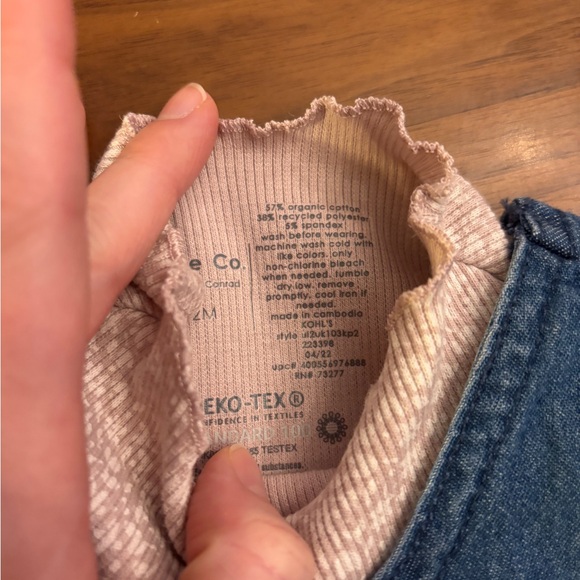 Little Co. Blue Denim Dress and Pink Turtleneck shirt - Picture 3 of 3